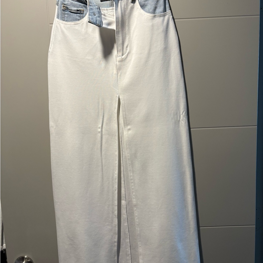 AKIRA White and Denim Skirt